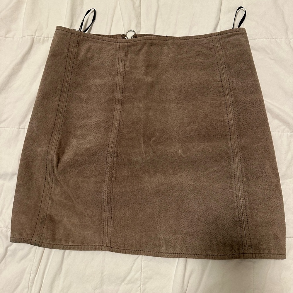 Mini brown leather skirt